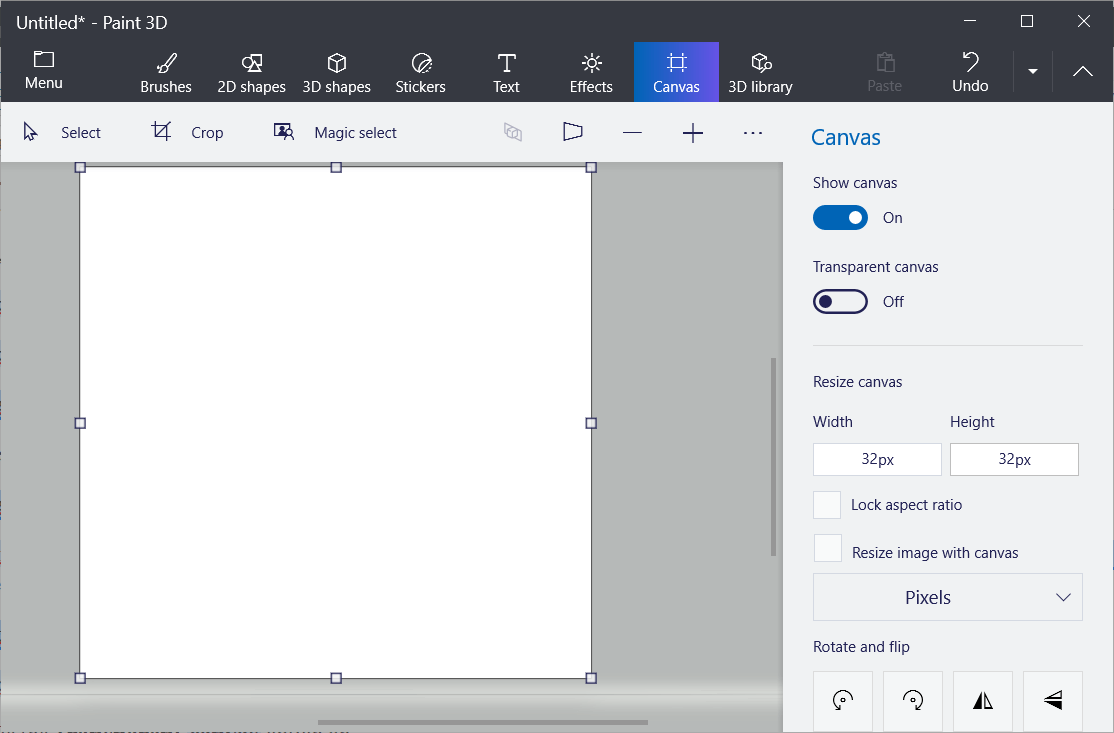 Un lienzo de 32 x 32 Cómo crear un icono en Windows 10