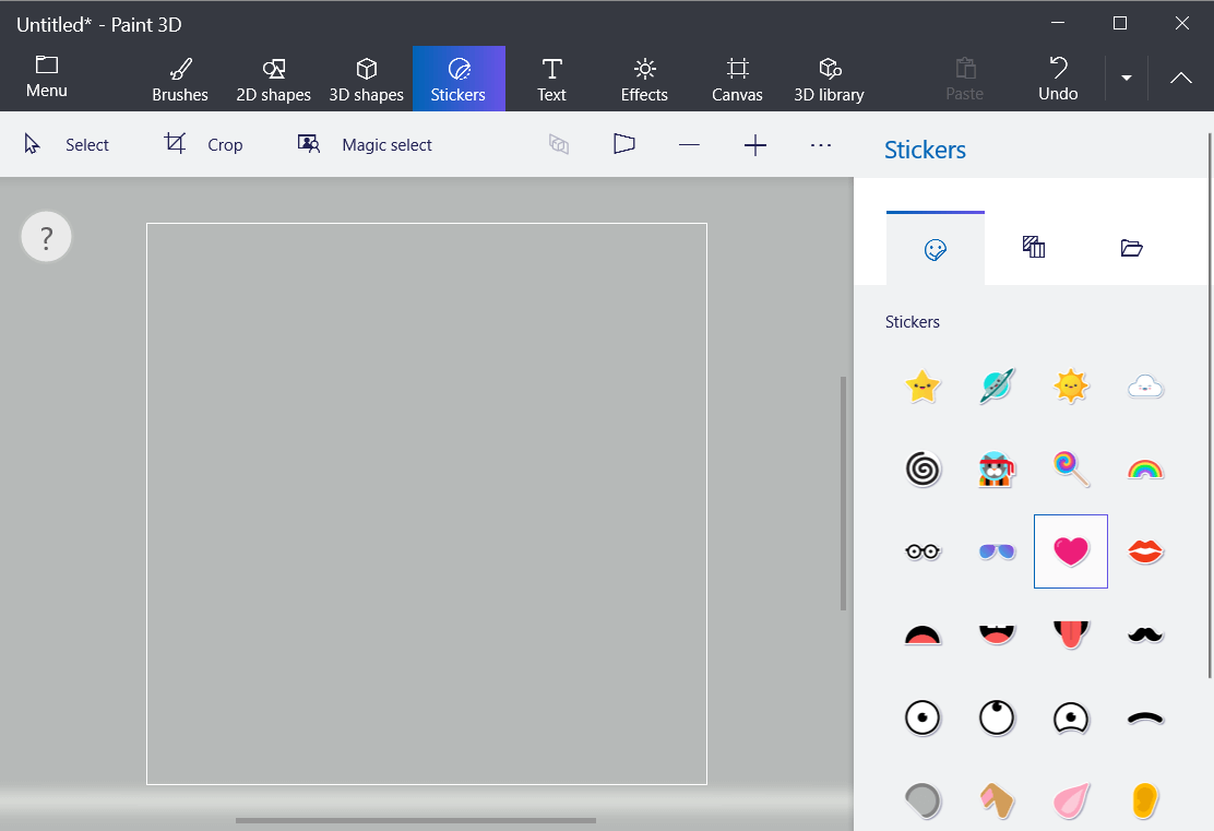 Pestaña de pegatinas Cómo crear un icono en Windows 10