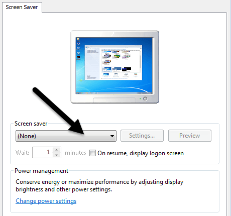 configuración del protector de pantalla