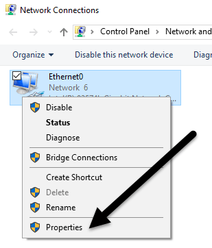 Propiedades del adaptador Ethernet