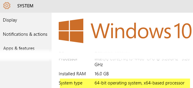 Tipo de sistema de Windows