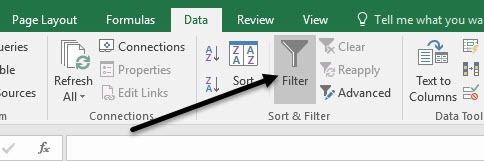 Filtro de datos de Excel