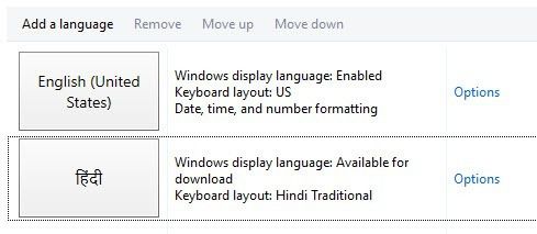 Windows 10 agregó un idioma