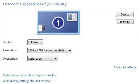 Configuración de pantalla de Windows 7