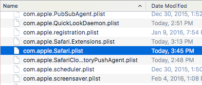 safari plist eliminar