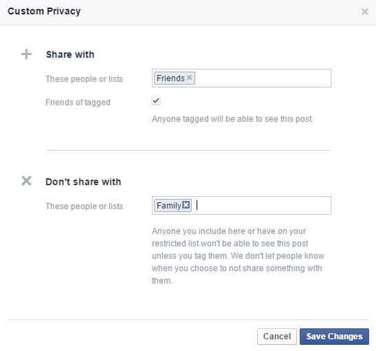 privacidad personalizada de facebook