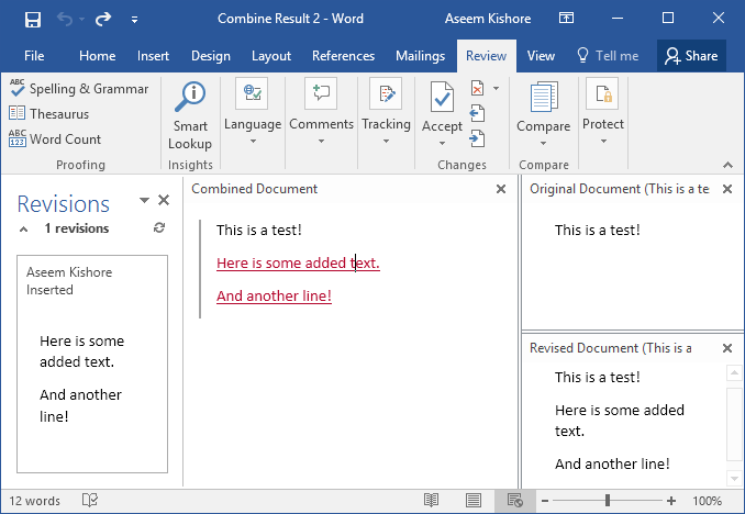 combinar documentos de Word