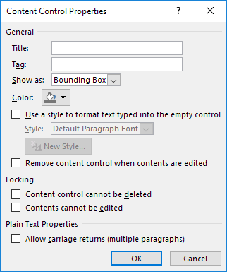 propiedades de control de contenido