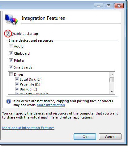 Activar funciones de integración en modo XP