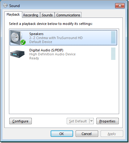 Configurar el dispositivo de sonido envolvente en Windows 7