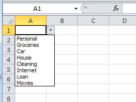 Lista desplegable de Excel