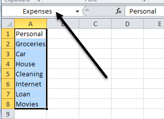 grupo llamado excel