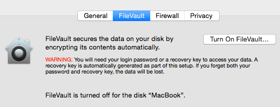 Configuración de FileVault