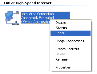 reparar conexión de red