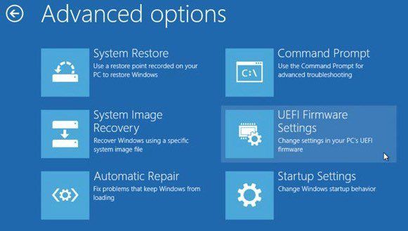 configuración de firmware uefi