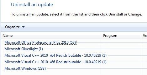 Historial de actualizaciones de Windows