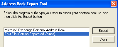 Exportación de la libreta de direcciones de Outlook Express