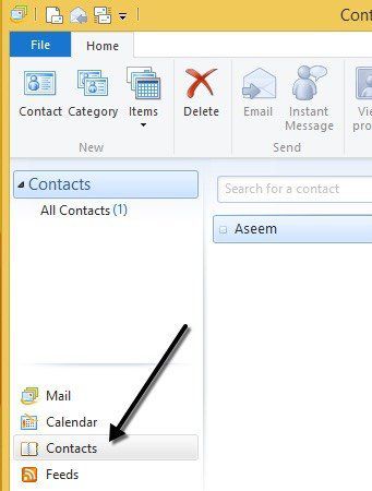 Contactos de correo de Windows Live