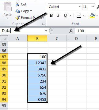 rango llamado excel