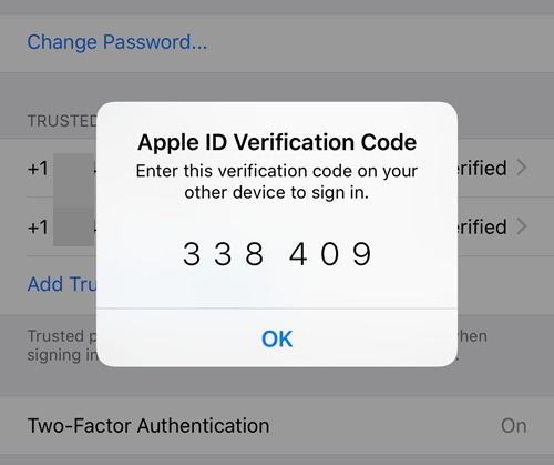 código de verificación de iOS