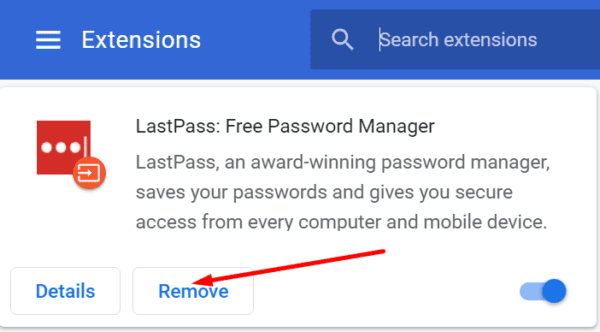 eliminar la extensión lastpass del navegador