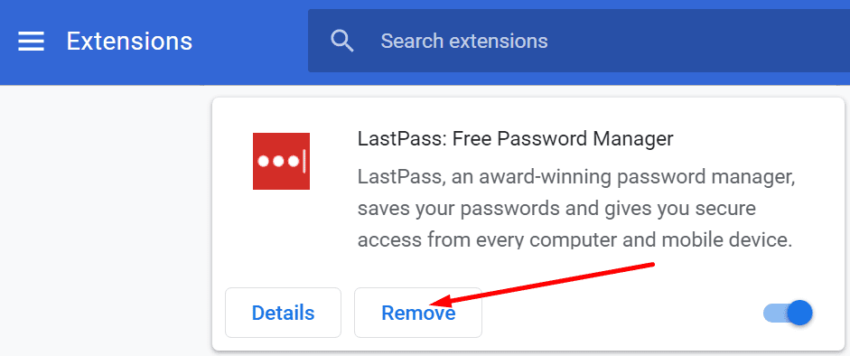 eliminar la extensión del navegador lastpass