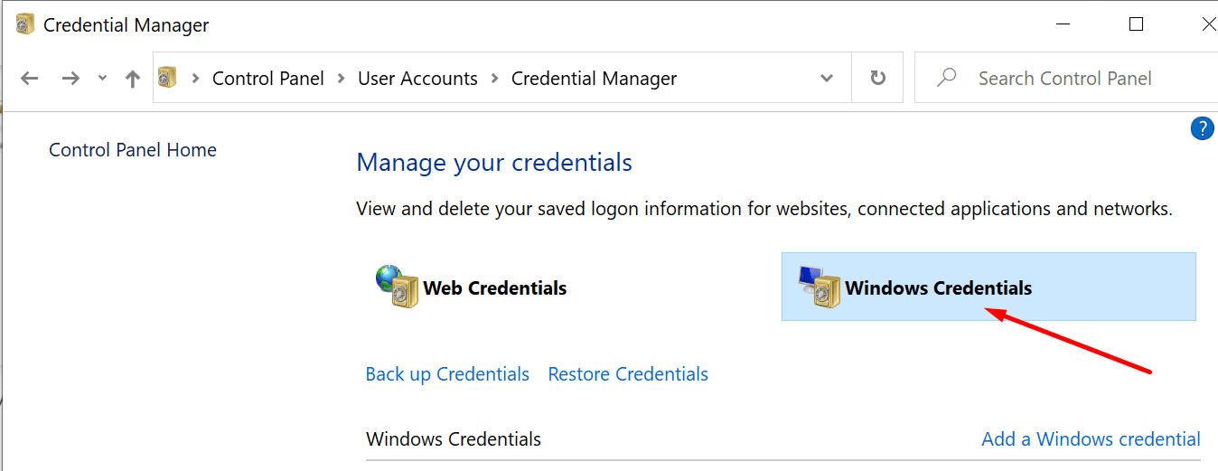 credenciales de windows pc