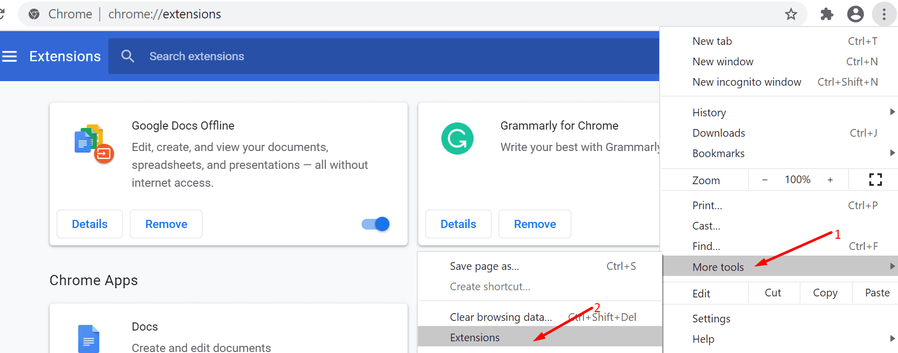 google chrome más extensiones de herramientas