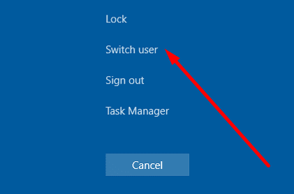 ctrl alt del cambio de usuario de windows 10