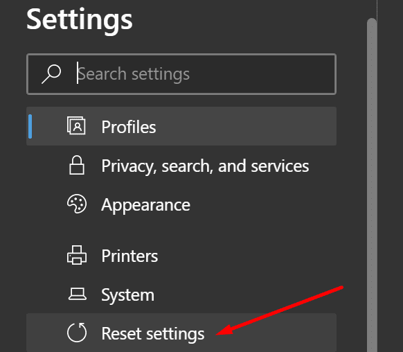 restablecer la configuración de Microsoft Edge