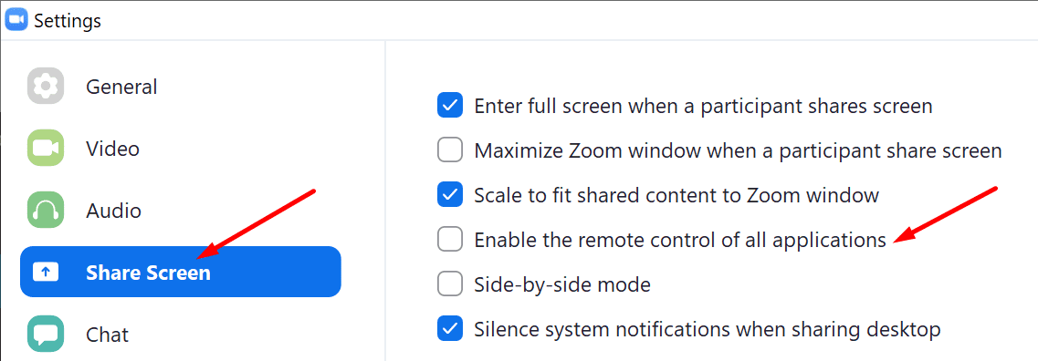 el zoom permite el control remoto de todas las aplicaciones