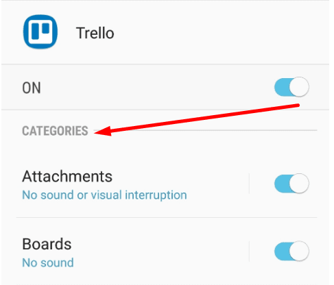 habilitar las notificaciones push de Android trello