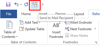 Opción Enviar a destinatario de correo de Excel