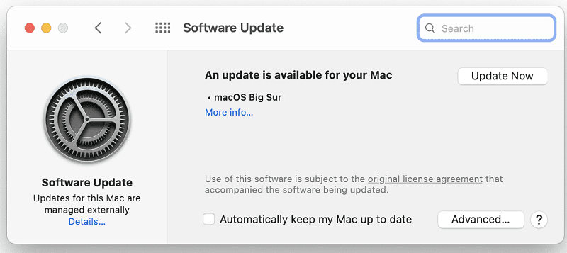 actualizar la versión de macos