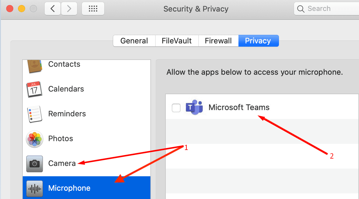 configuración de privacidad de mac Microsoft Teams