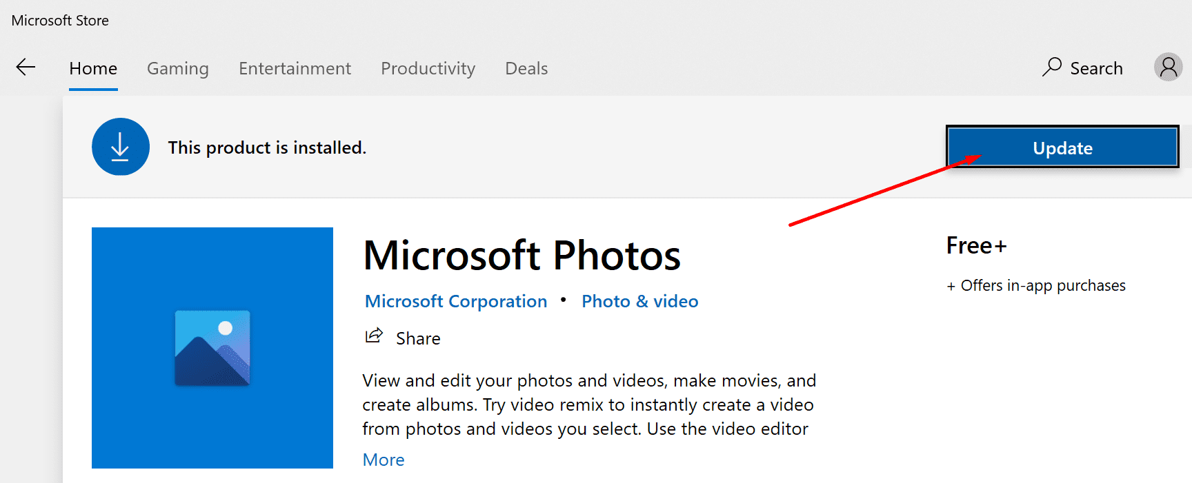 actualizar fotos de microsoft