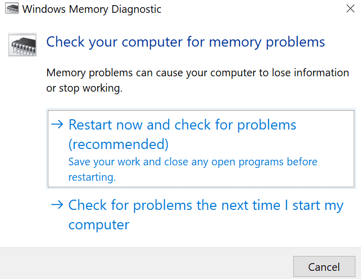 Diagnóstico de memoria de Windows