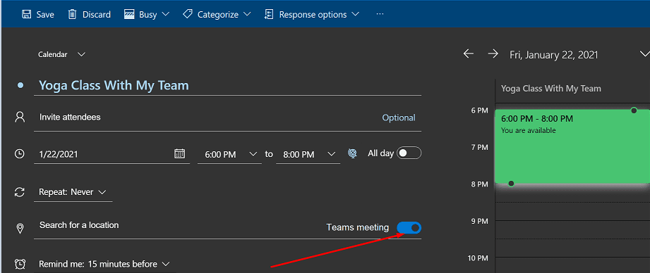 convertir la reunión de Outlook en la reunión del equipo de MS