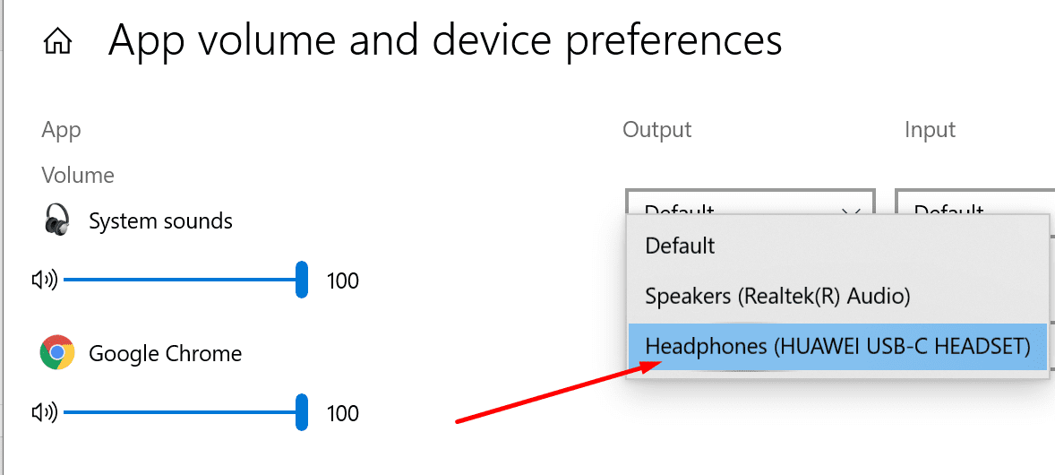 establecer auriculares como dispositivo de salida de Chrome predeterminado