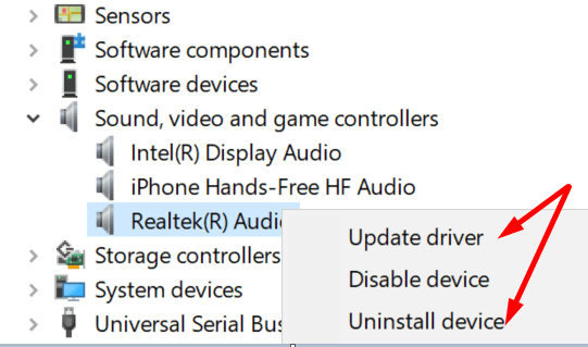 actualizar el controlador de audio de windows 10