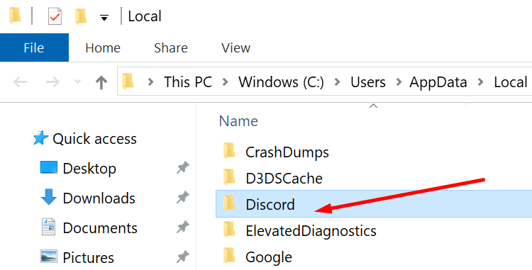 discord carpeta local appdata