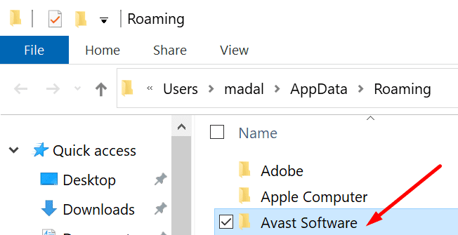 appdata eliminar avast