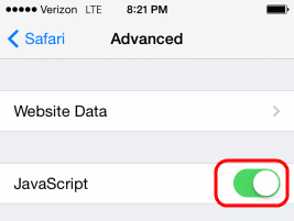 Safari de JavaScript para iOS