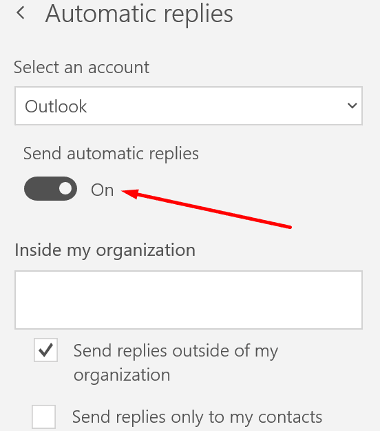 Configuración de respuesta automática de Outlook