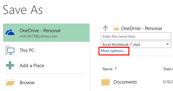 Excel 2016 Más opciones