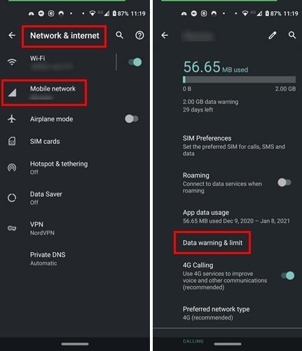 Android 10 Como establecer un limite de datos moviles