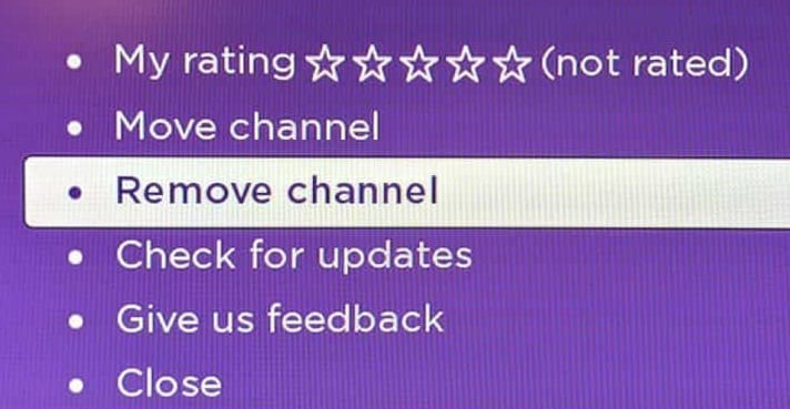 roku eliminar canal