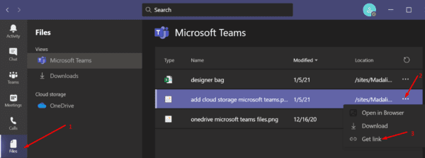 obtener el enlace de Microsoft Teams