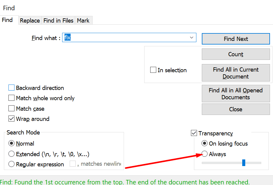 Arreglar Notepad que no muestra resultados de busqueda