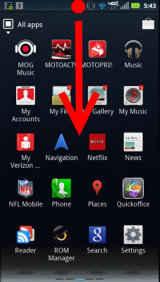 Barra de notificación deslizante del Droid RAZR